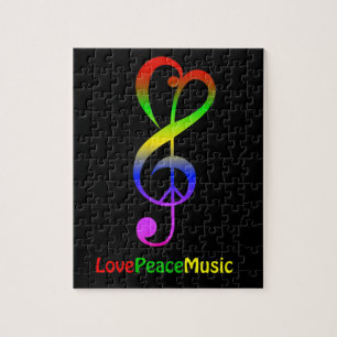 Puzzle Clef triple hippie de musique de paix d'amour
