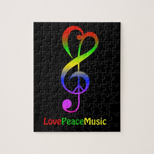 Puzzle Clef triple hippie de musique de paix d'amour (Vertical)