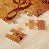 Puzzle Clés de piano avec notes musicales et rose (Côté)