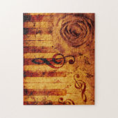 Puzzle Clés de piano avec notes musicales et rose (Vertical)