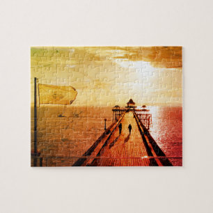 Puzzle Clevedon Pier Red Sunset, Somerset, Royaume-Uni -