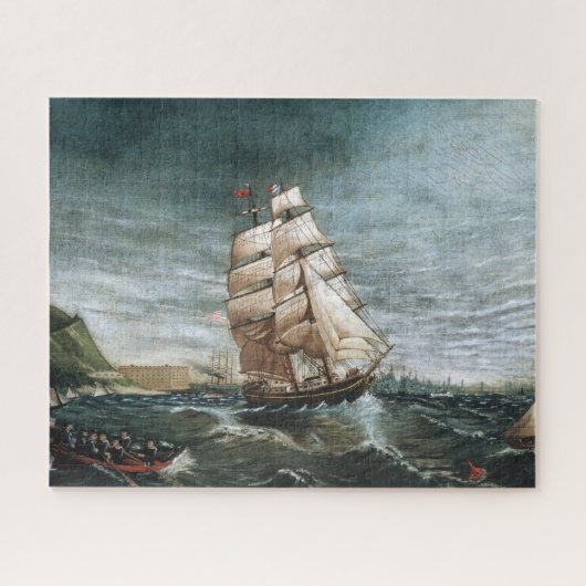 Puzzle Clipper Ship in New York Harbour 1890 (Horizontal)