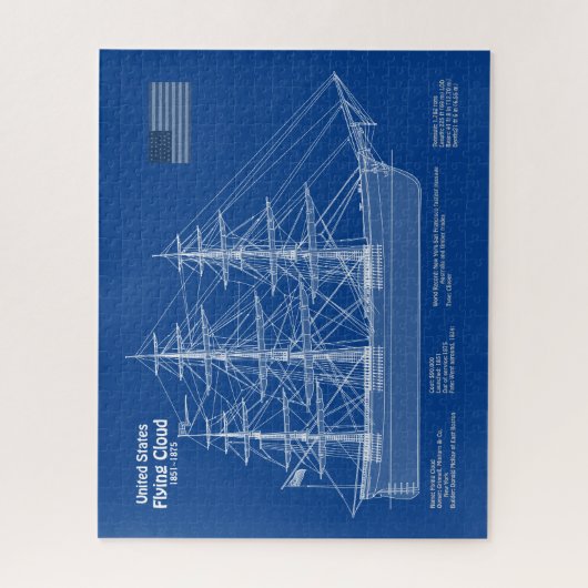 Puzzle Cloud de vol de navire Clipper - Plan ABD (Vertical)