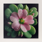 Puzzle Clover Floral rose et vert Oxalis (Horizontal)