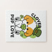 Puzzle Clover Pup Love – Saint-Patrick Design pour Chien (Horizontal)