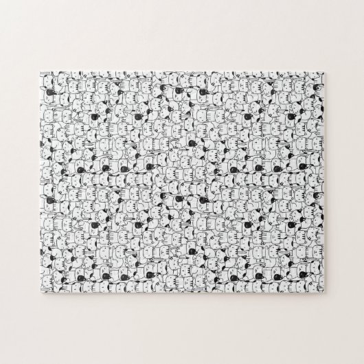 Puzzle Clowder de chats - Motif mignon en noir blanc (Horizontal)