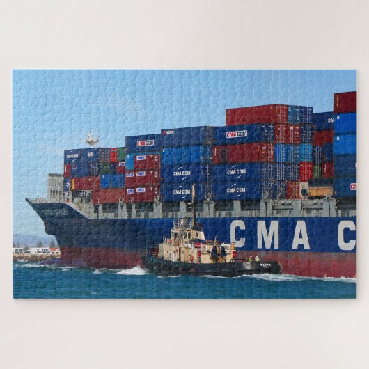 Puzzle CMA CGM Lavender conteneur navire et remorqueur (Horizontal)