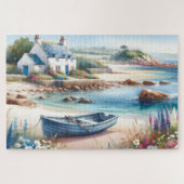 Puzzle Coastal Cottage Seaside Rowboat Bloom (Horizontal)