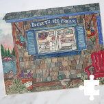 Puzzle Coastal New England Ice Cream Shop Aquarelle<br><div class="desc">Rocket's Ice Cream Storefront jigsaw puzzle - Cette oeuvre d'art originale présente une glacière côtière de la Nouvelle-Angleterre! D'adorables canards sont ici aujourd'hui au lever du soleil matinal. Peut-être qu'ils trouvent un bon endroit pour avoir des miettes. Inspiré par les villes touristiques côtières du Maine, ce puzzle est un tableau...</div>