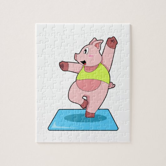 Puzzle Cochon au yoga Fitness (Vertical)