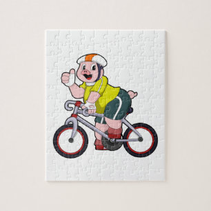 Puzzle Cochon avec vélo et casque