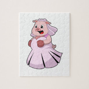 Puzzle Cochon comme mariée avec robe de mariée.PNG
