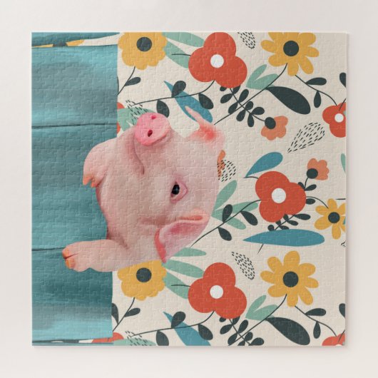 Puzzle Cochon de bébé convivial | Bébé mignon animal (Horizontal)