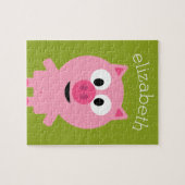 Puzzle Cochon de ferme en caricatures - rose et vert citr (Horizontal)