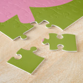 Puzzle Cochon de ferme en caricatures - rose et vert citr (Côté)
