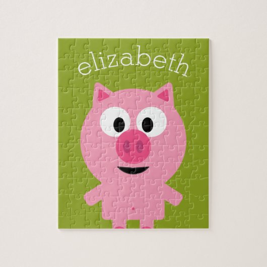 Puzzle Cochon de ferme en caricatures - rose et vert citr (Vertical)