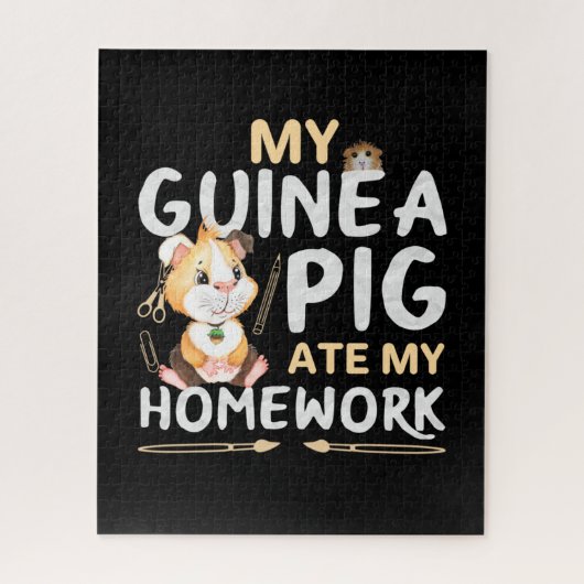 Puzzle Cochon d'Inde Mignon a Mangé Mon Devoir (Vertical)