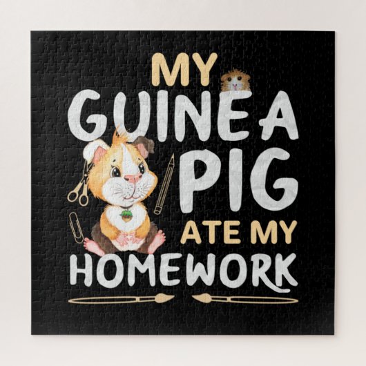 Puzzle Cochon d'Inde Mignon a Mangé Mon Devoir (Vertical)