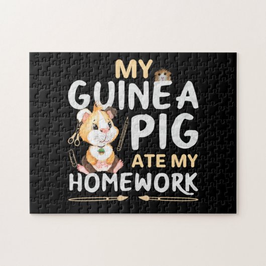 Puzzle Cochon d'Inde Mignon a Mangé Mon Devoir (Horizontal)