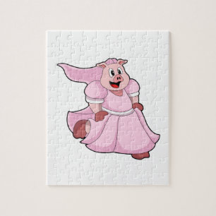 Puzzle Cochon en mariée avec robe Mariage