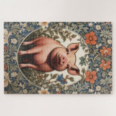 Puzzle Cochon mignon inspiré de William Morris (Horizontal)