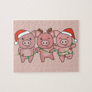 Puzzle Cochon Noël Animaux de Noël Cochons cochons cochon