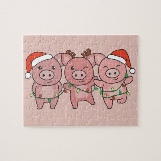 Puzzle Cochon Noël Animaux de Noël Cochons cochons cochon (Horizontal)