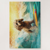 Puzzle Cockapoo Beach Surf Paining (Vertical)