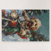 Puzzle Cockapoo Chien chevauchant la moto Noël (Horizontal)