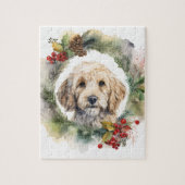 Puzzle Cockapoo Christmas Wreath Festive Pup (Vertical)