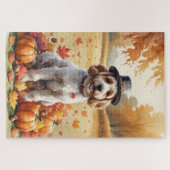 Puzzle Cockapoo dans les feuilles d'automne, l'art de Tha (Horizontal)
