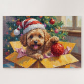 Puzzle Cockapoo Dog Christmas Gift Box Surprise (Horizontal)