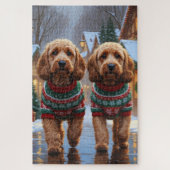 Puzzle Cockapoo Dogs Christmas Snow Holiday  (Vertical)