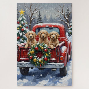 Puzzle Cockapoo Noël Camion Rouge Fêtes