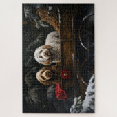 Puzzle Cockapoo Traîneau enneigé Décoration de Noël (Vertical)