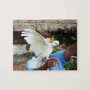 Puzzle Cockatoo affichant une aile
