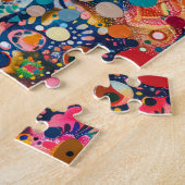 Puzzle Cockatoo rose en aborigène Dot Art Style (Côté)