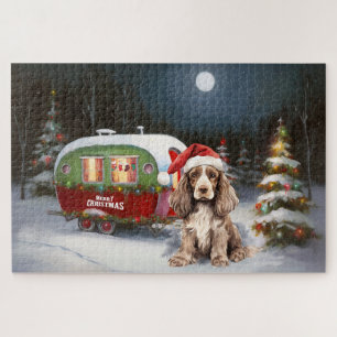 Puzzle Cocker d'hiver Spaniel Caravan Christmas Adventure