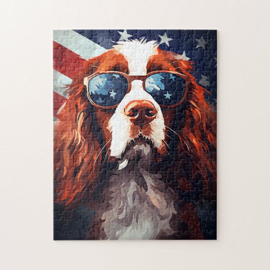 Puzzle Cocker Spaniel 4 juillet fête de l'indépendance (Vertical)