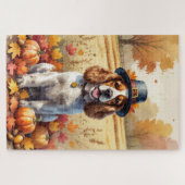 Puzzle Cocker Spaniel À L'Automne Laisse L'Art Thanksgivi (Horizontal)