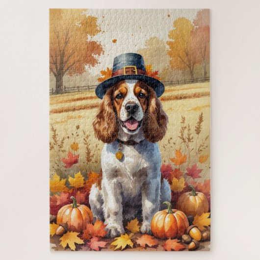 Puzzle Cocker Spaniel À L'Automne Laisse L'Art Thanksgivi (Vertical)