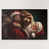 Puzzle Cocker Spaniel avec le Père Noël Noël Festif (Horizontal)