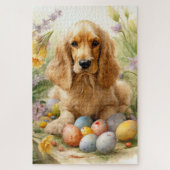 Puzzle Cocker Spaniel avec Oeufs de Pâques Fêtes (Vertical)