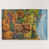 Puzzle Cocker Spaniel Chien Automne Moisson Thankesgiving (Horizontal)