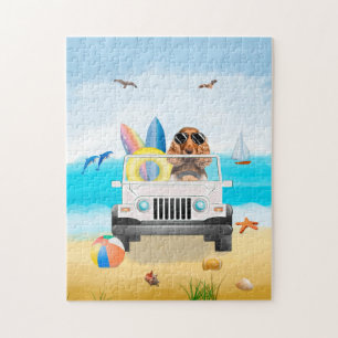 Puzzle cocker spaniel Chien conduite sur la plage