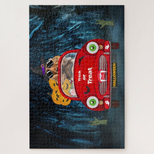 Puzzle Cocker Spaniel Chien Conduite voiture effrayant Ha (Vertical)