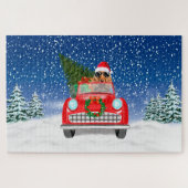 Puzzle Cocker Spaniel Chien Conduite Voiture En Noël De N (Horizontal)
