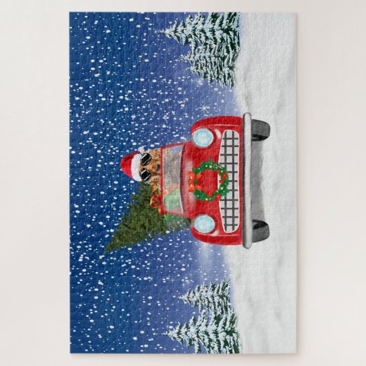 Puzzle Cocker Spaniel Chien Conduite Voiture En Noël De N (Vertical)
