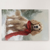 Puzzle Cocker Spaniel Chien dans Noël de neige (Horizontal)
