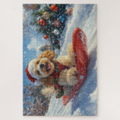 Puzzle Cocker Spaniel Chien dans Sledge Let it neige Noël (Vertical)